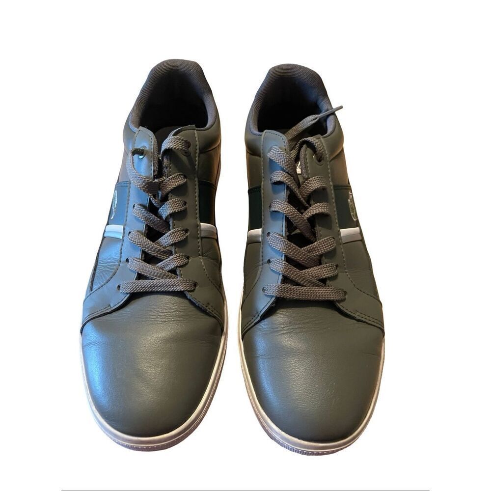 Lacoste Mens Olive Green Gray Europa 0120 1 SMA Casual Sneaker Shoes Size 8.5